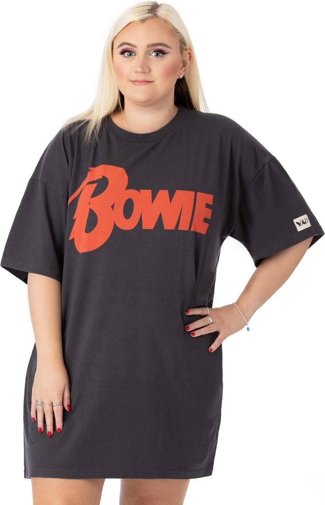 David Bowie - T-Shirt-Kleid für Damen NS6942 (S) (Schwarz/Orange)