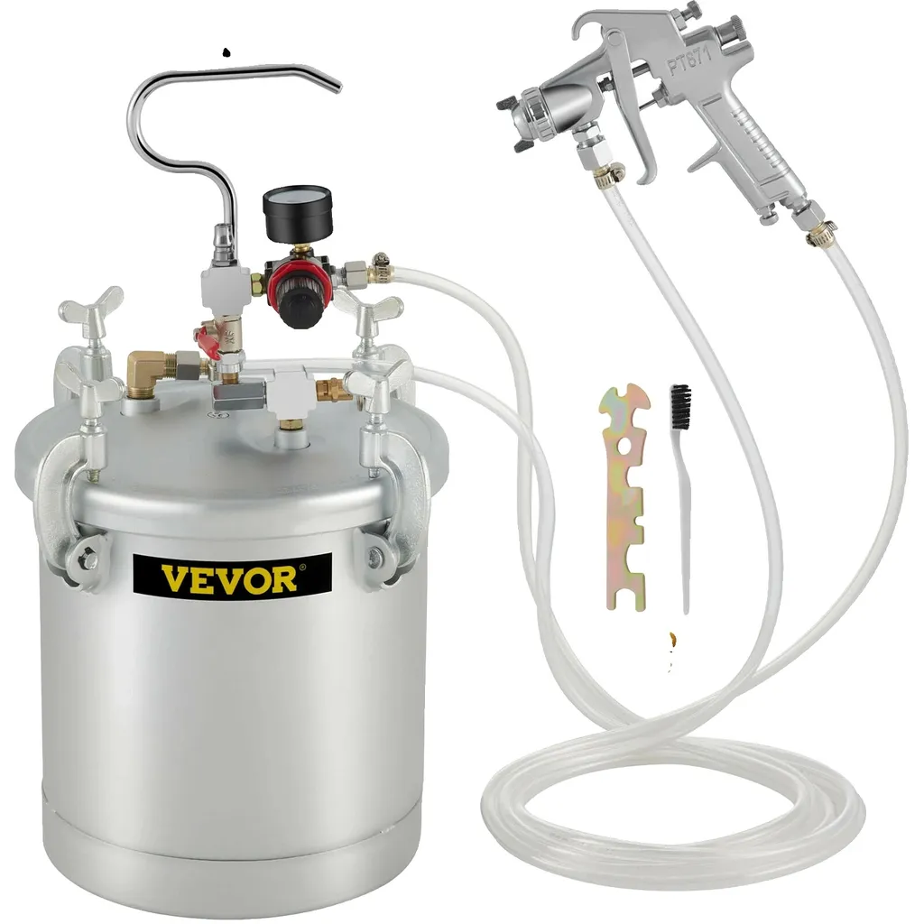 Réservoir peinture 2,5 gallons avec jet large et pression ajustable 60PSI