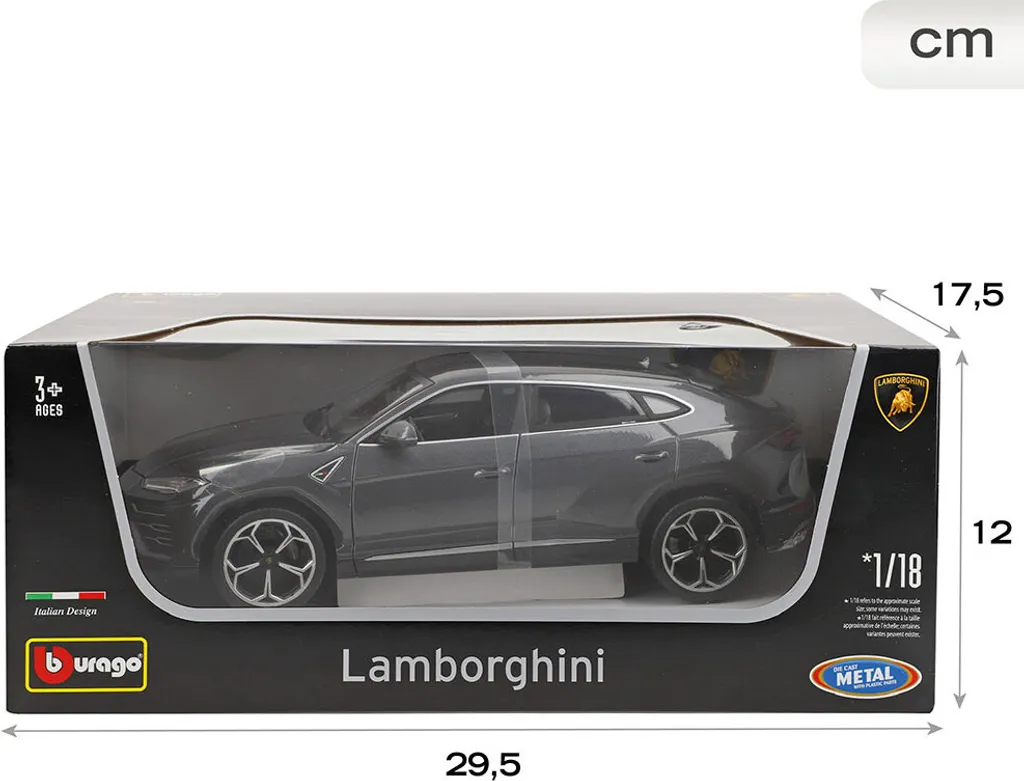 Cadeau Passionné Auto : Lamborghini Urus Miniature Grise 1:18 Bburago