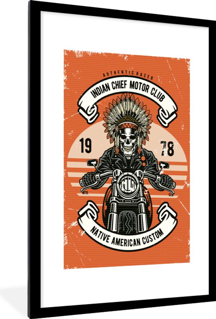 MuchoWow® MuchoWow® Gerahmtes Poster Totenkopf - Indisch - Produktbild 