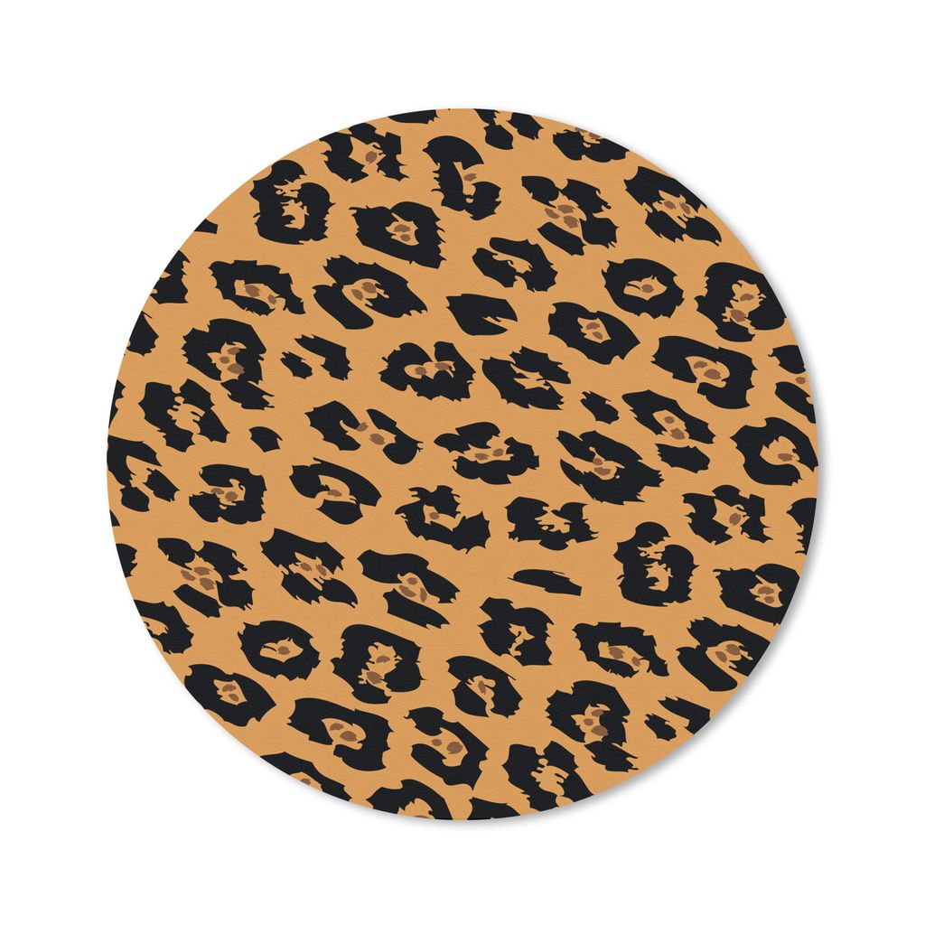 MuchoWow Mauspad Mousepad Pantherdruck - Orange - Schwarz 20x20 cm - Mousepads - Maus Mat - Pad - Mausunterlage - Schreibtischmatte