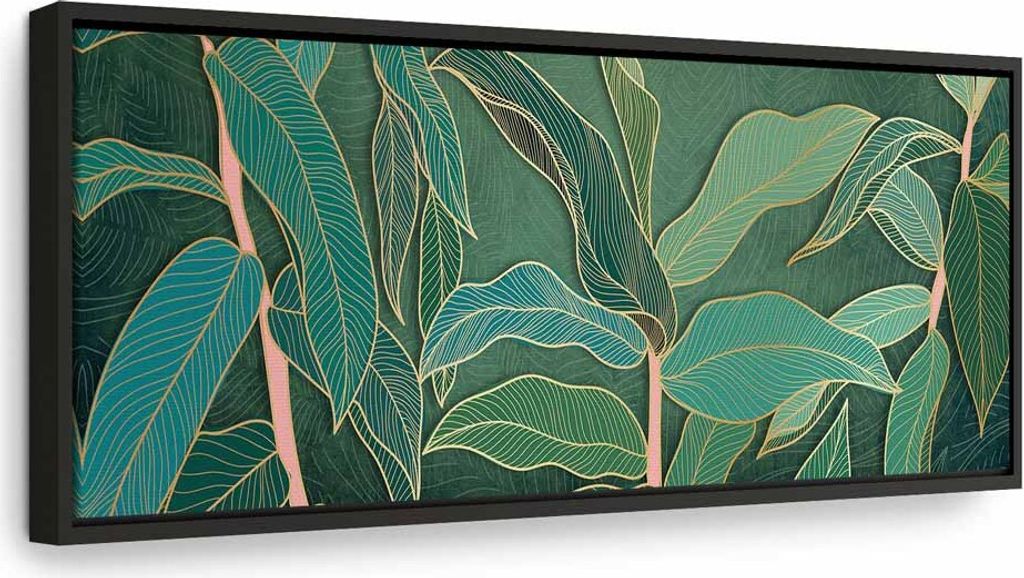 Italienischer Leinwand Leinwandbild - Exotic Views (1 Part) Narrow 90x30 cm Blätter b-C-0757-b-a