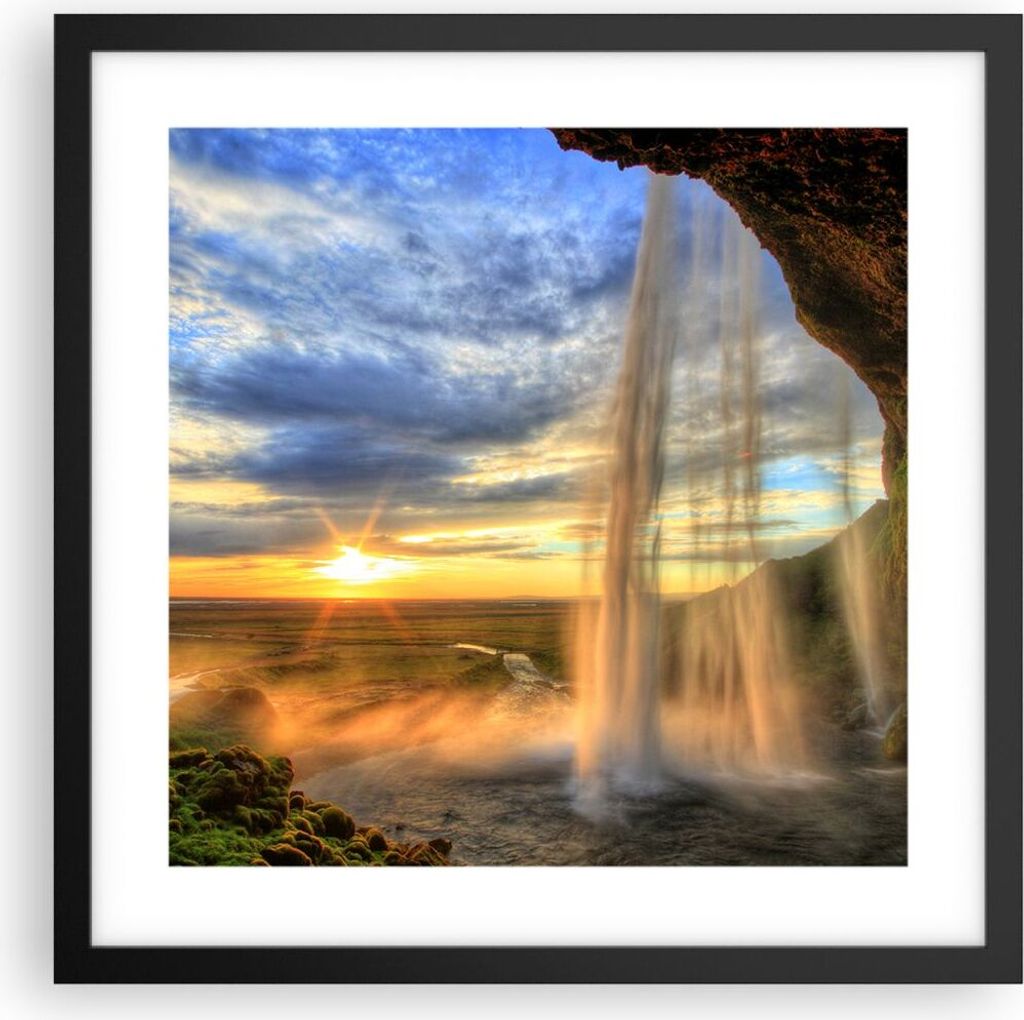 Gerahmtes Poster - Schwarzer Rahmen - Wasserfall Natur Park Produktbild 
