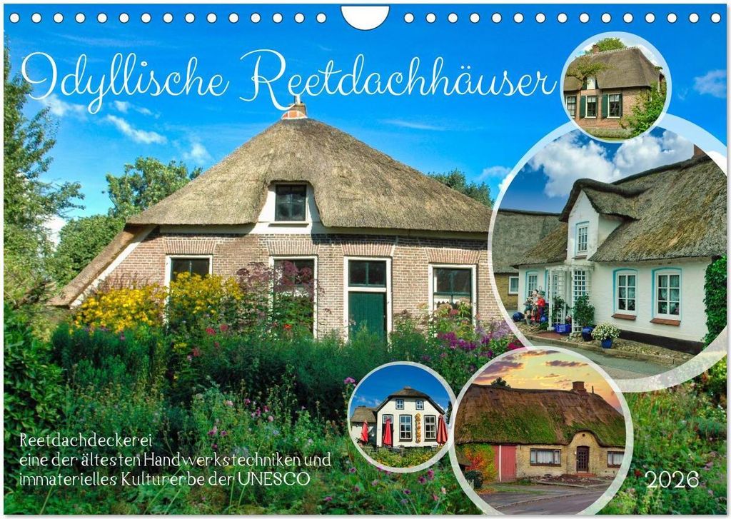 Idyllische Reetdachhäuser (Wandkalender 2026 DIN A4 quer), CALVENDO Monatskalender