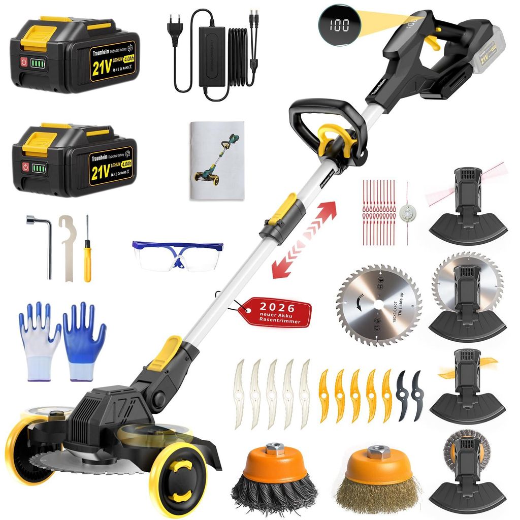 Akku Rasentrimmer, 4-in-1 Rasentrimmer mit 2 Akkus 4.0Ah, Produktbild 