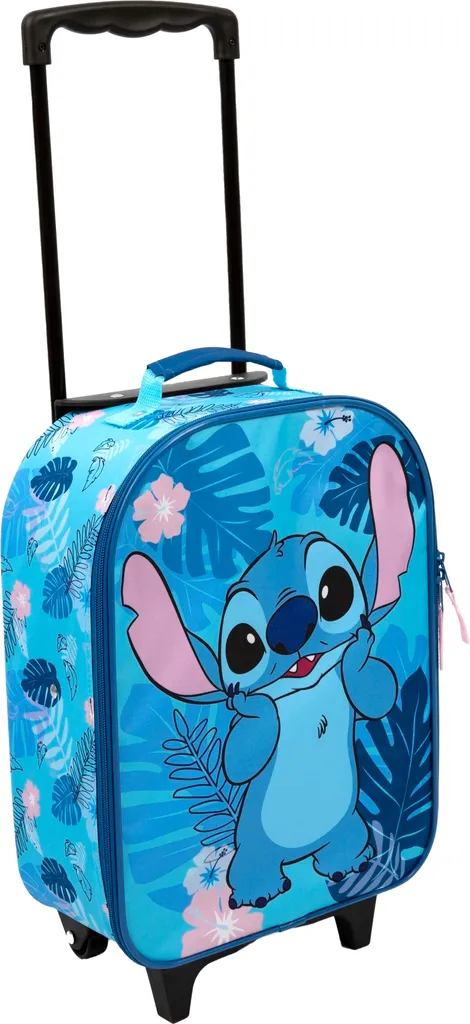 Valise à roulettes Lilo & Stitch pour enfant avec coque rigide bleue