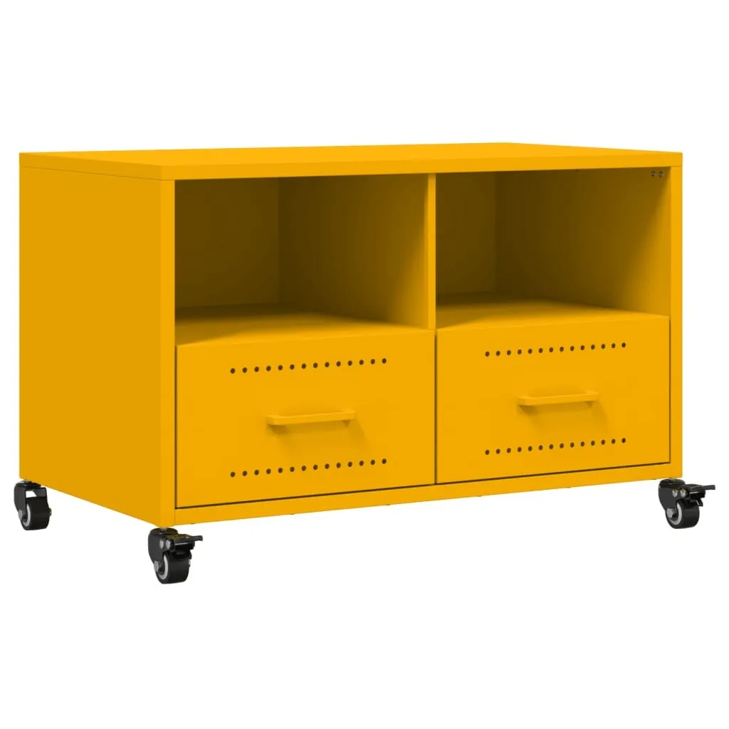 Mobile TV Giallo Senape vidaXL 68x39x43,5 cm Acciaio Laminato a Freddo