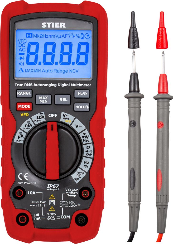 STIER Profi Digital Multimeter, 0,01mV - 1000V, AC/DC, CAT Produktbild 