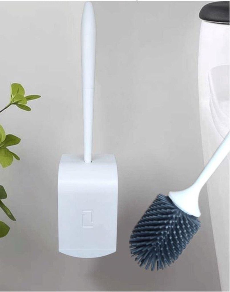 Jumadas - . Toilettenbürste aus Silikon mit an der Wand befestigtem Klebestreifen – Toilettenbürste mit Edelstahlgriff – schönes Design, ste...