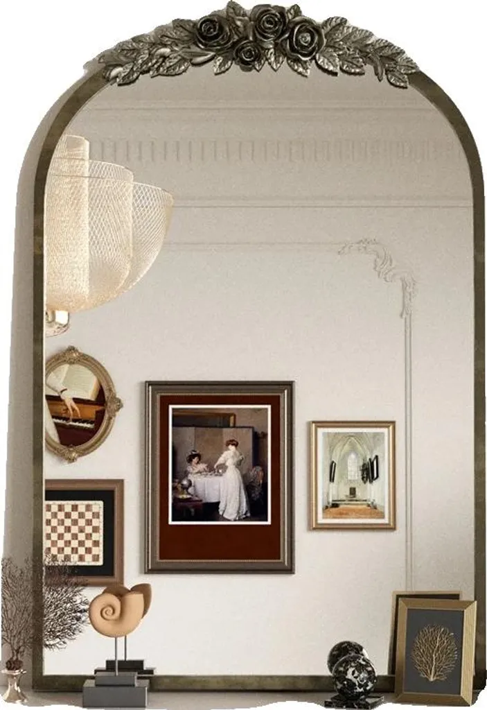 Miroir laiton antique 82x82cm avec cadre arrondi finition fait main