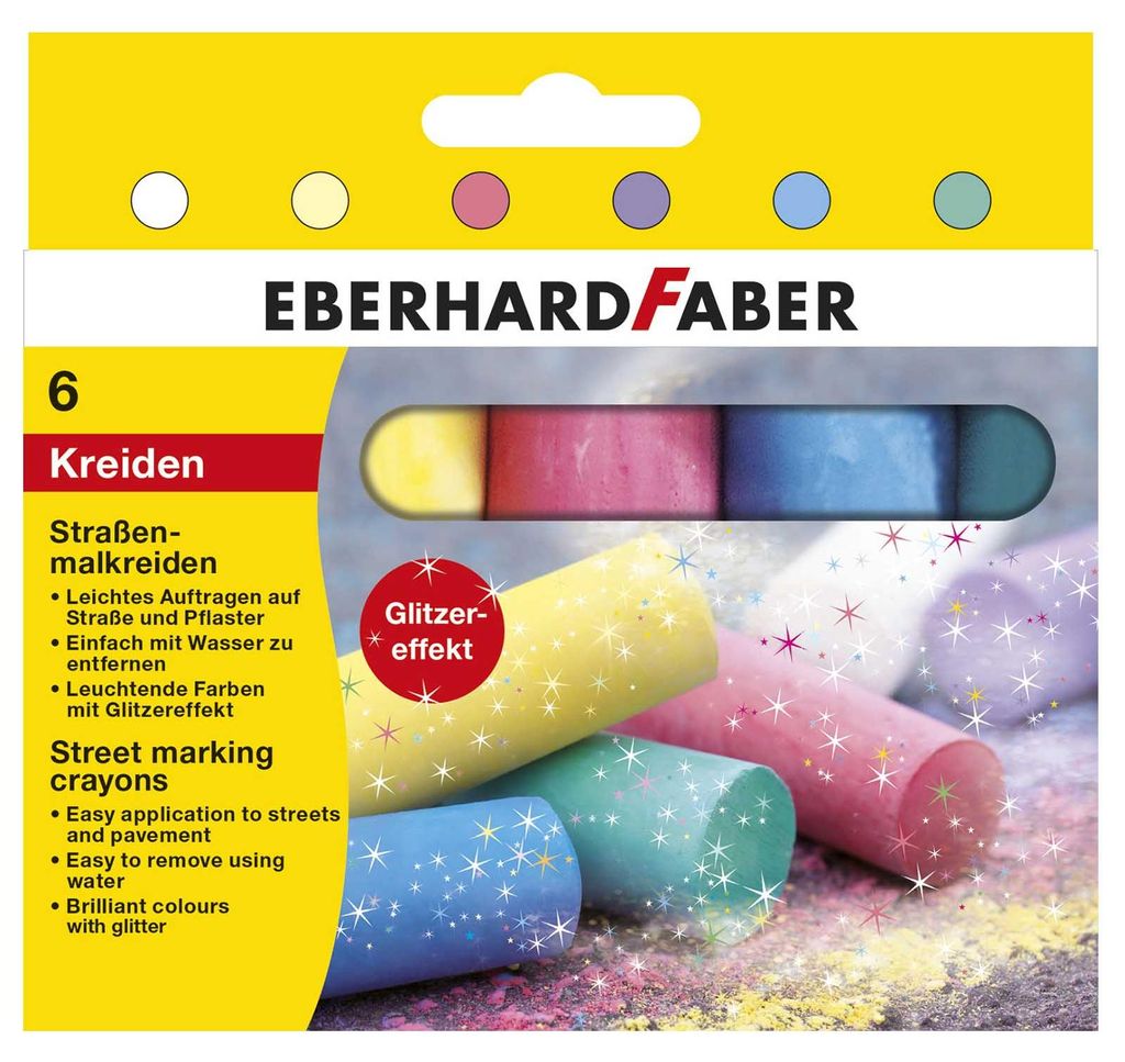 EBERHARD FABER Straßenmalkreide Glitzer 6er Kartonetui Produktbild 
