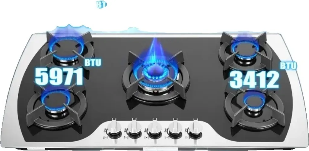 Cuisinière à gaz 5 brûleurs en verre trempé encastrable noir - Modèle G75
