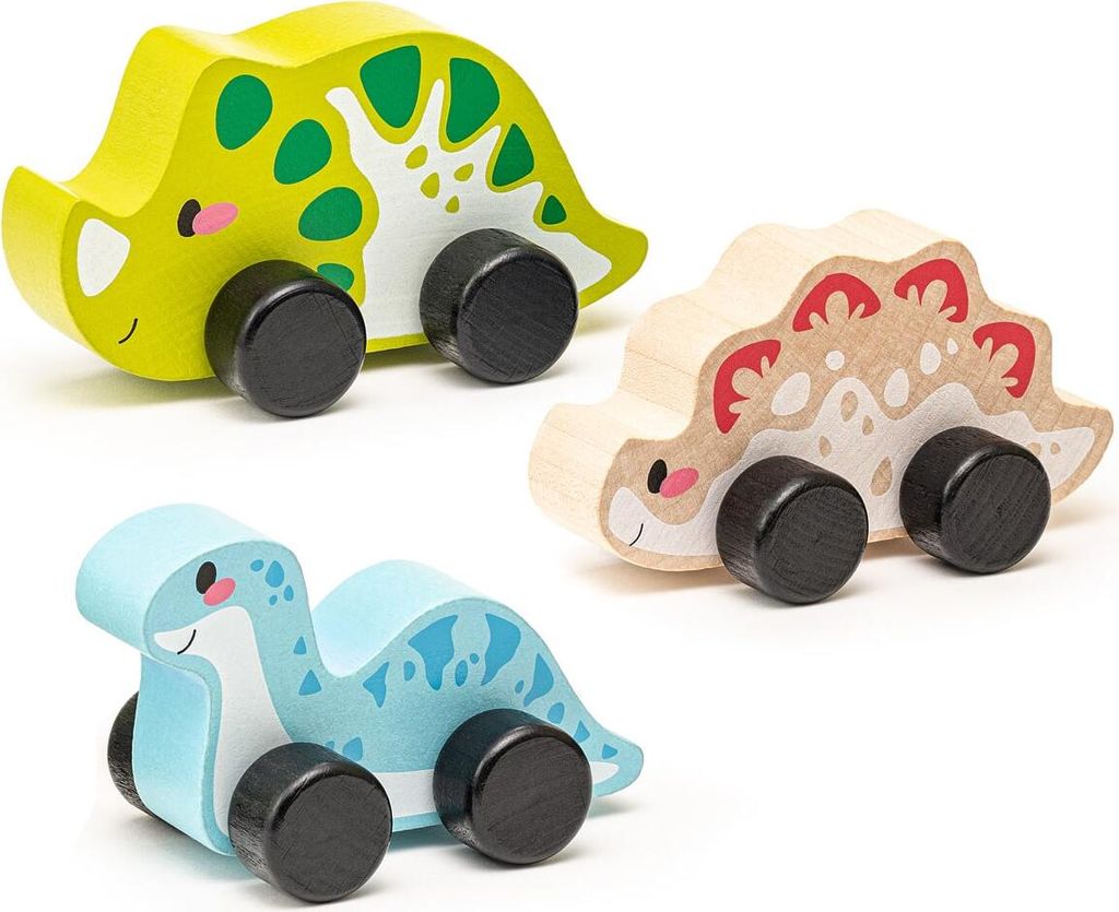 Holzspielzeugset Dinosaurier 3er Set Dinos Holz Kinderspielzeug ab 18 Monaten