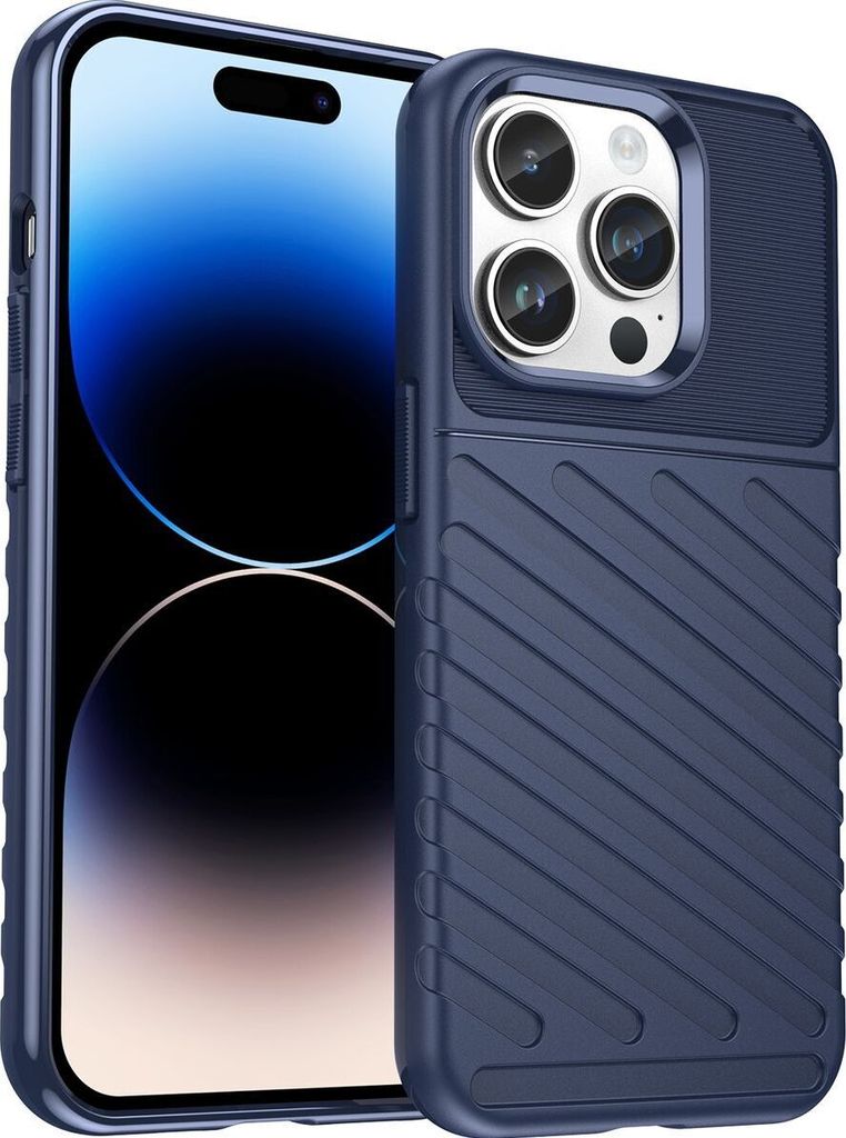 Mobigear Groove iPhone 15 Pro Max Hülle Flexibles TPU Backcover - Blau