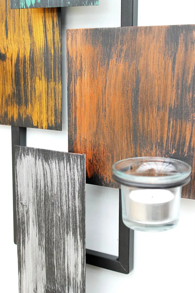 Bougeoir Mural Noir 61 cm en Métal - Design Abstrait et Format XL