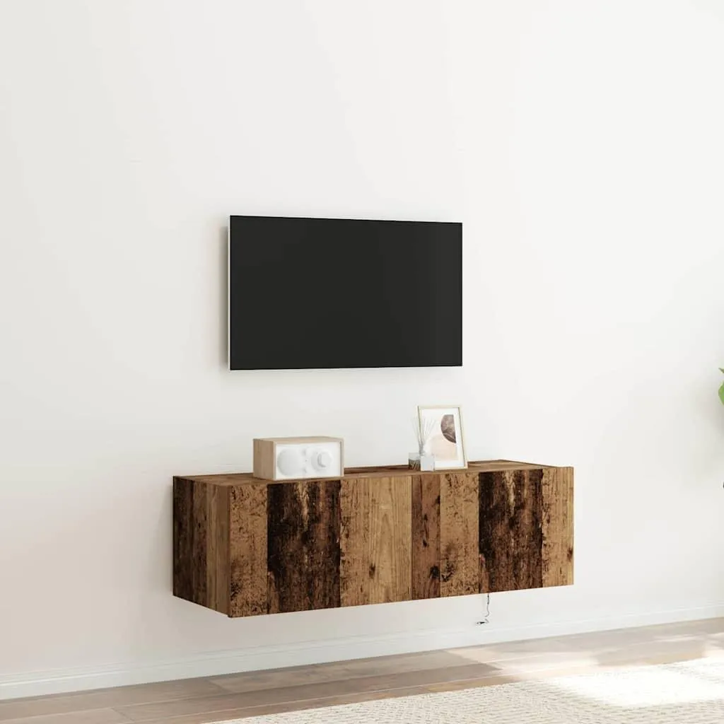 Solution Rangement TV Mural Lot de 2 modules bois 100x35x31 cm vidaXL - 2