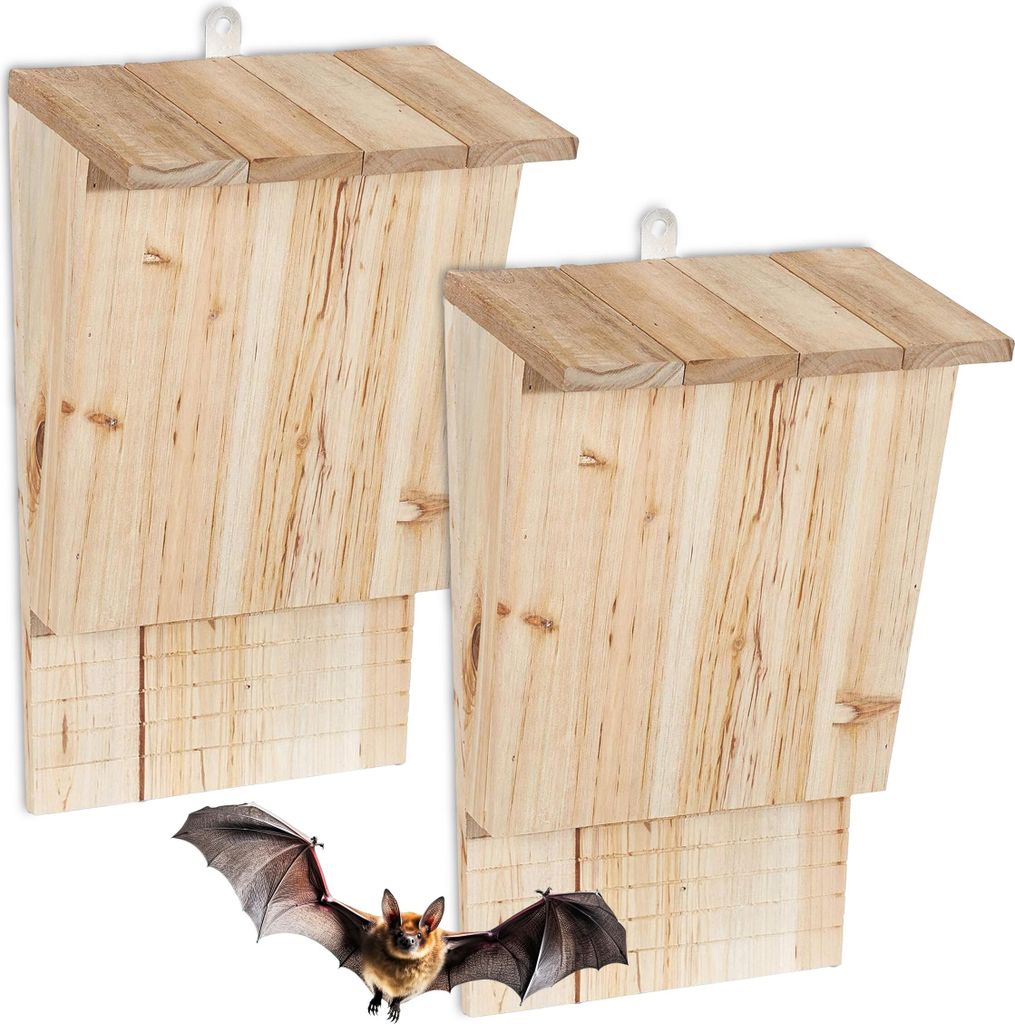 Lot de 2 nichoirs à chauves-souris Relaxdays, résistants Image du produit 