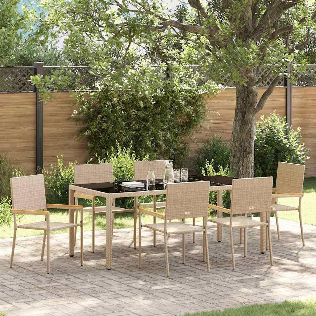 Möbel 7-teiliges Gartenset Beige Poly-Rattan - Gartenstühle 3365398