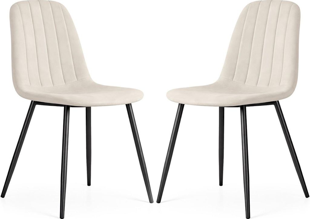 2er Set Samt-Polsterstühle, gesteppt LUMO Beige mit Produktbild 