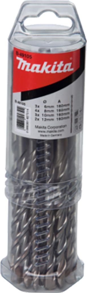 Makita HM Bohrer-Set V-PLUSNr. 4 3x Ø 6 x 160 mm, 4x Ø 8 x 160 mm, 3x Ø 10 x 160 mm und 2x Ø 12 x 160 mm, SDS-plus