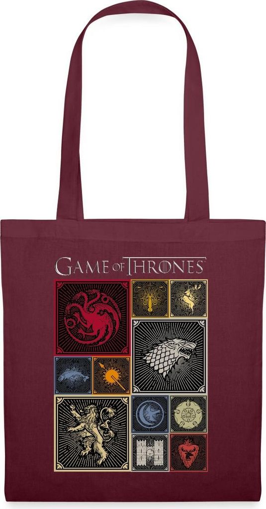 Spreadshirt Game Of Thrones Königshäuser Kacheln Stoffbeutel, One size, Burgunderrot