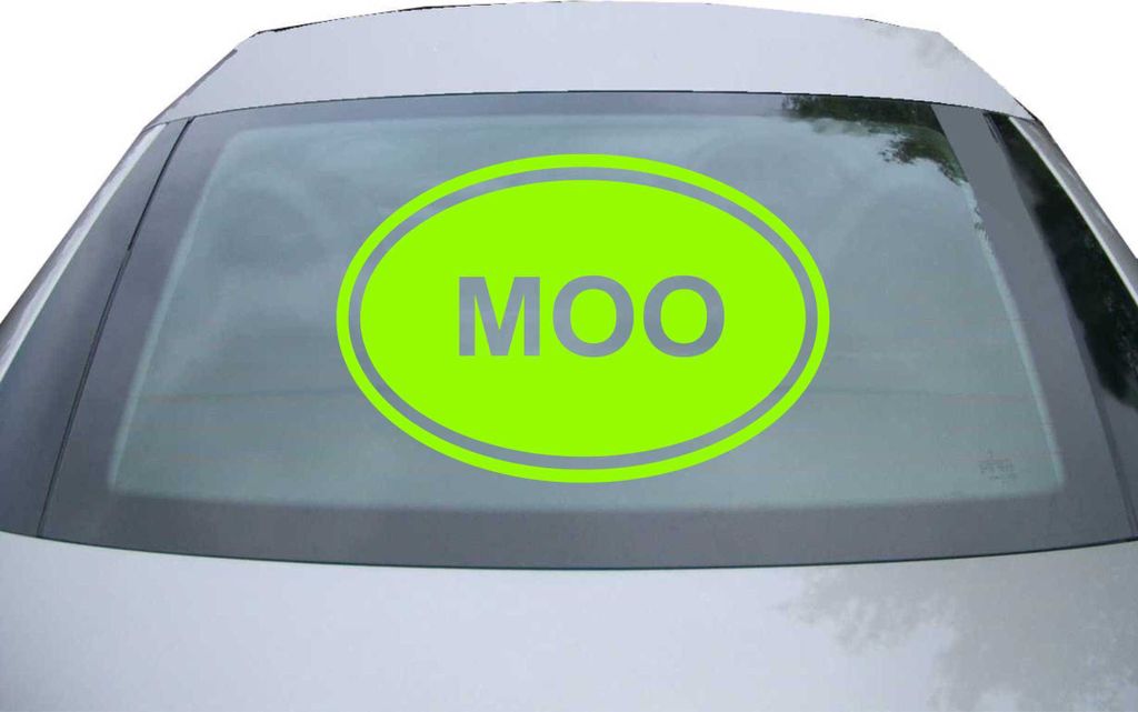 Indigos UG - Aufkleber Heckscheibe & Motorklappe DE2357 - neongrün - 600x400 mm - MOO Sticker Cow Farm Animal Love Funny Car Vinyl - Auto Scheiben...