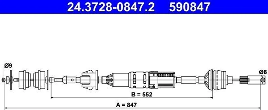Câble d'embrayage ATE 24.3728-0847.2 montage précis pour Peugeot 406 2150 N2