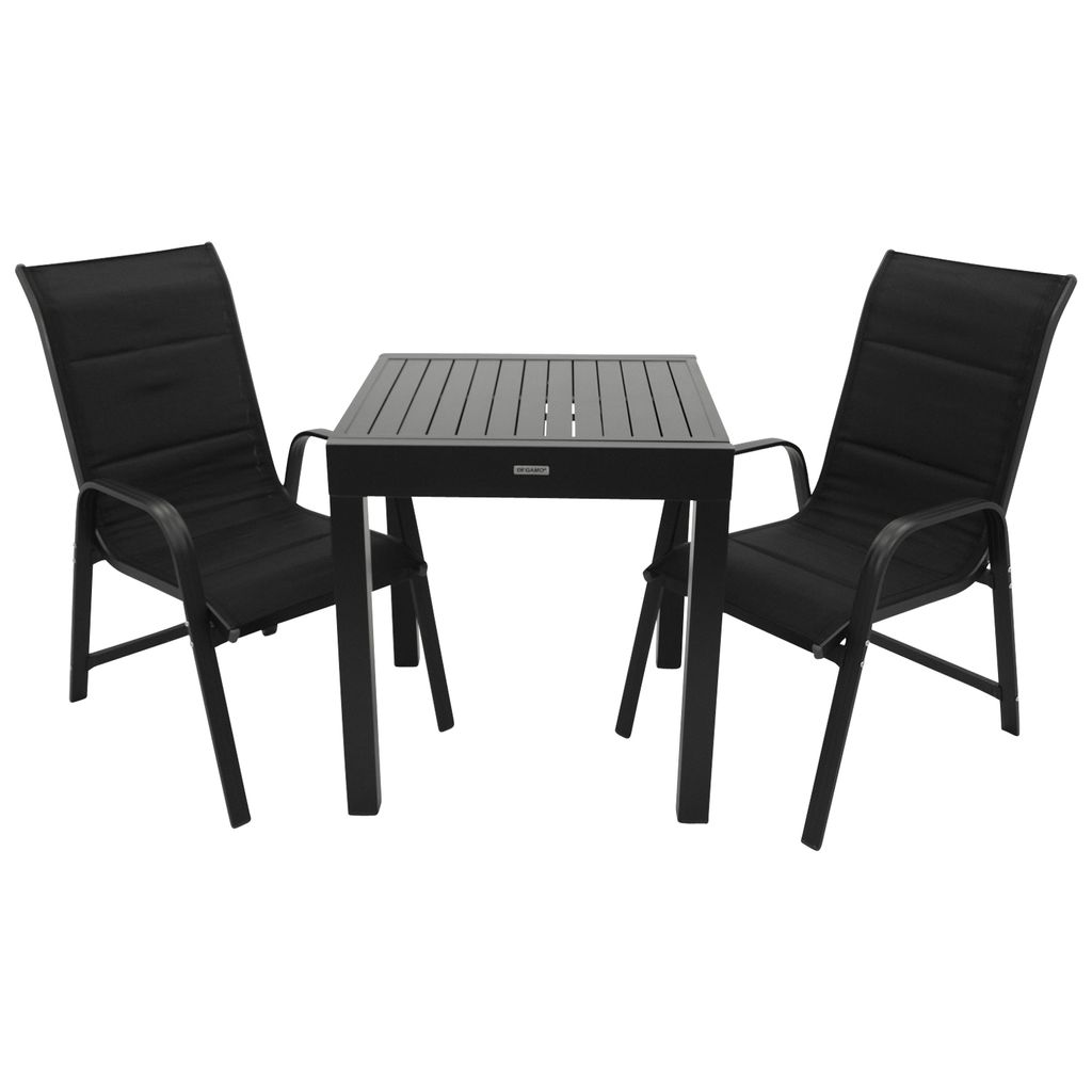 DEGAMO Gartengarnitur ALCUDIA 3-teilig, Alu anthrazit + Kunstgewebe schwarz