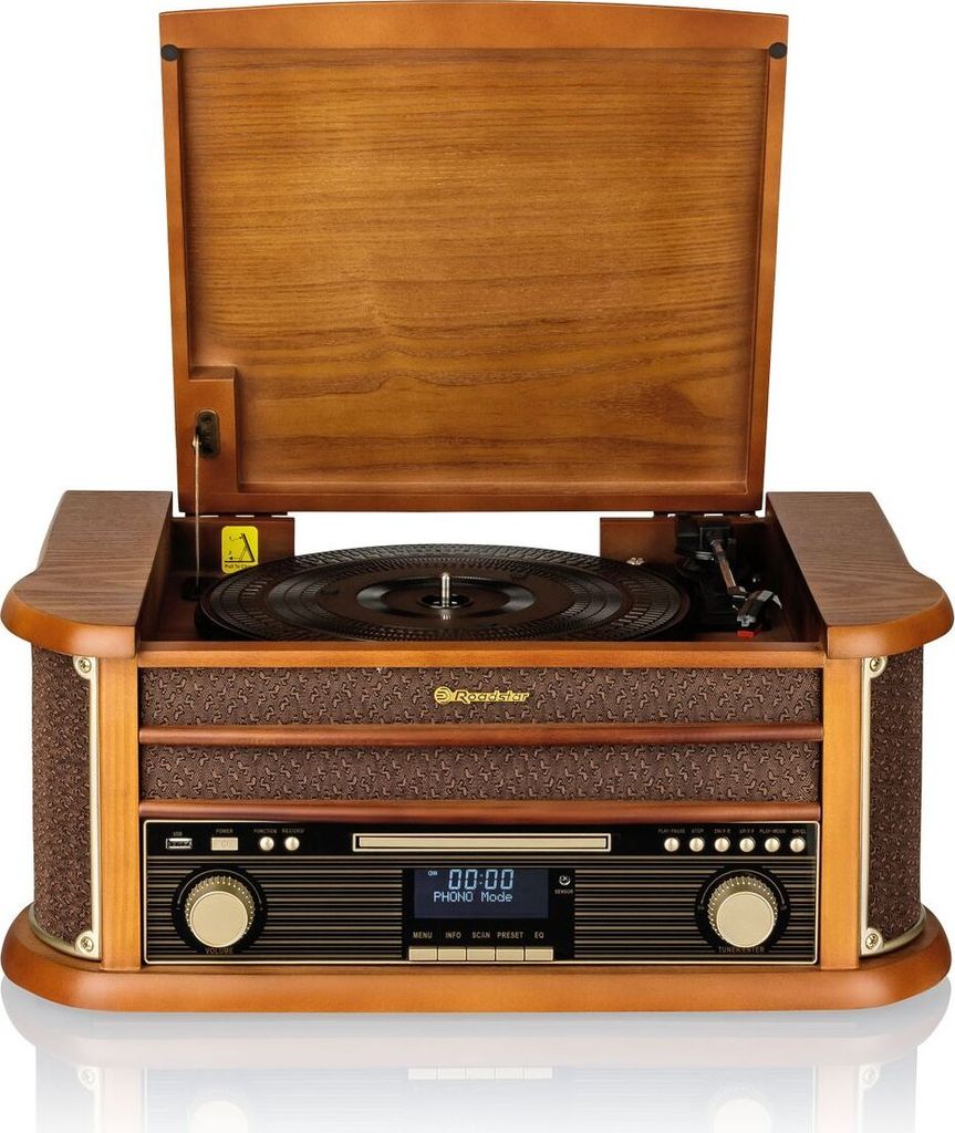 Roadstar HIF-1993 D+BT Nostalgie Stereoanlage aus Holz - Kompaktanlage mit Plattenspieler, CD-Player, Bluetooth, Kassettendeck, DAB+/FM RDS Radio u...