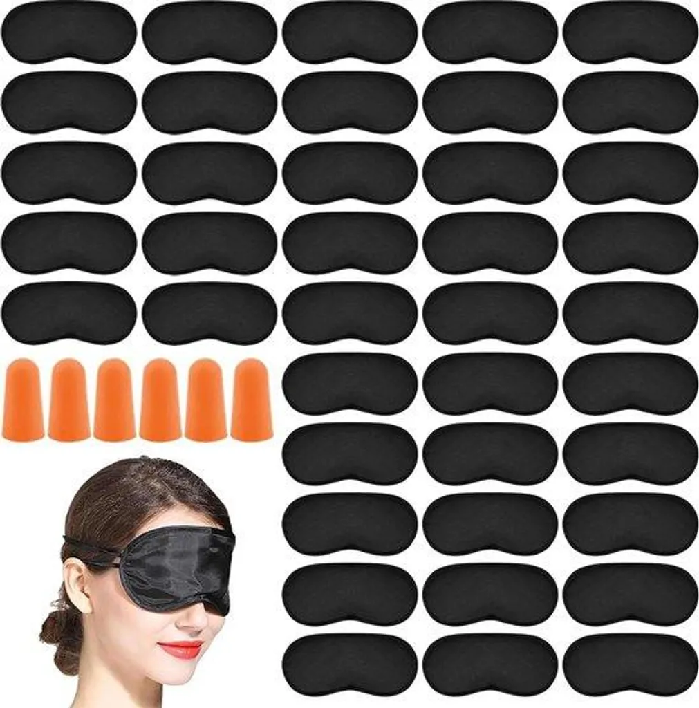 Masque de repos pour voyage et travail en polyester noir 40 pièces