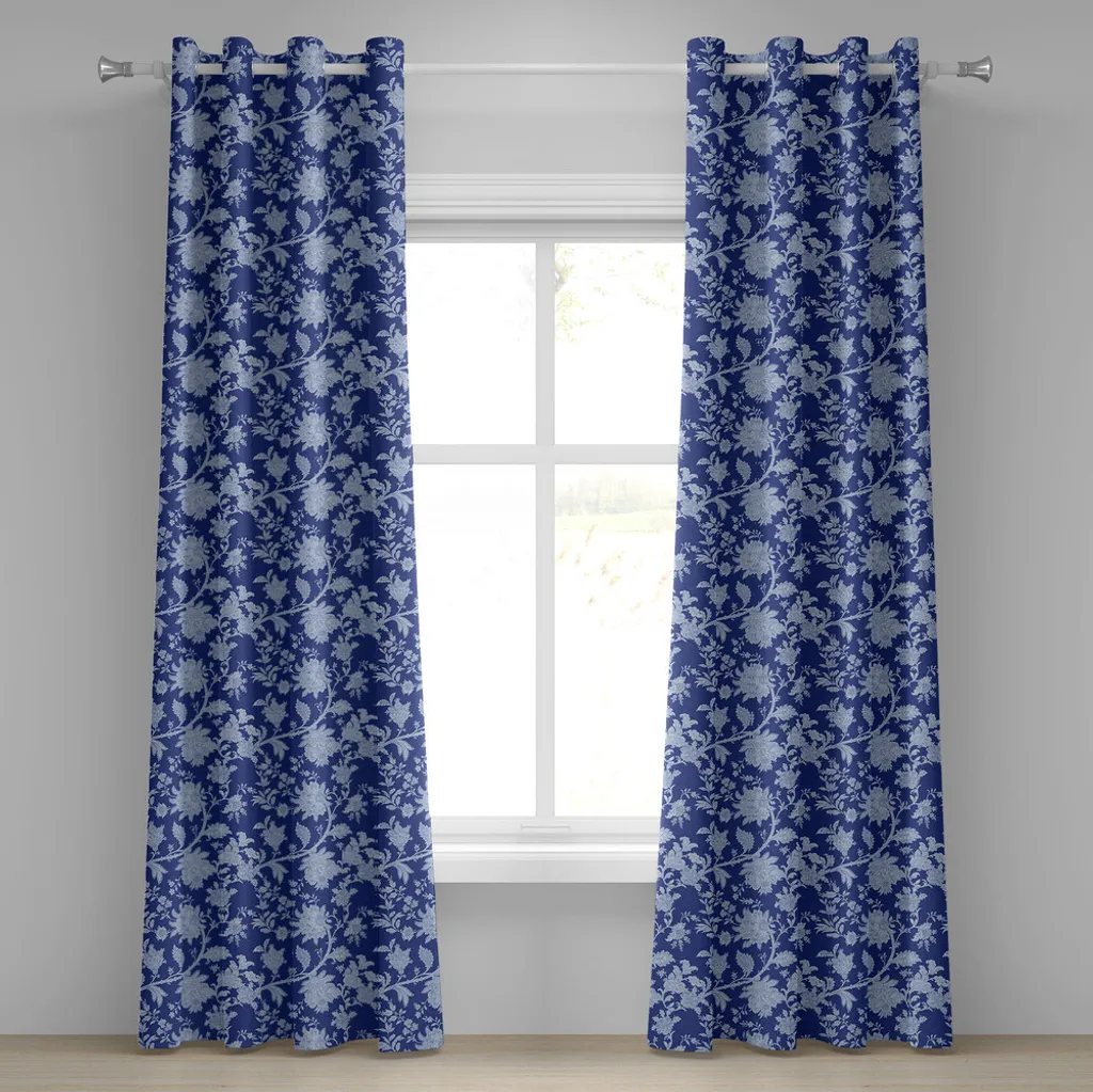 Rideau occultant bleu roi fleurs pour protéger l'intimité 280x175cm