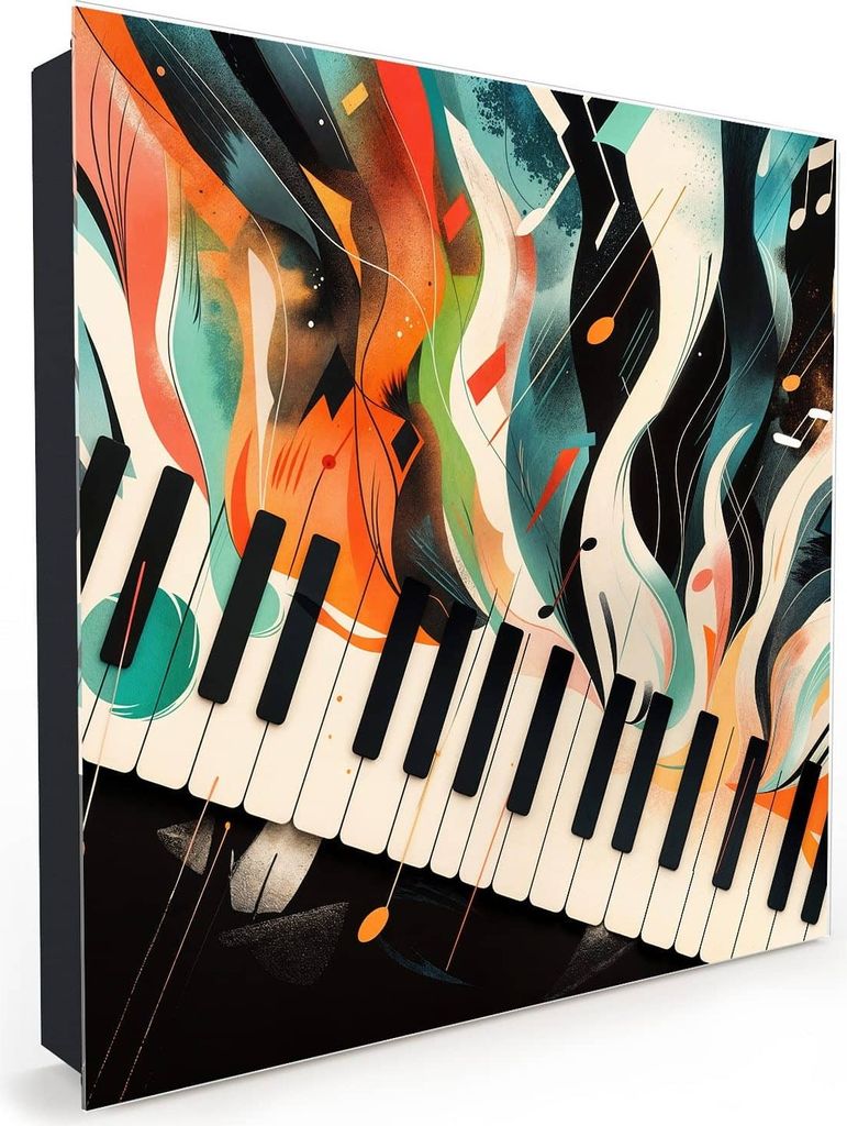 Nachbildung-Schlüsselkasten, Magnetpinnwand und Memoboard mit Glasfront Motiv Farben Klavier