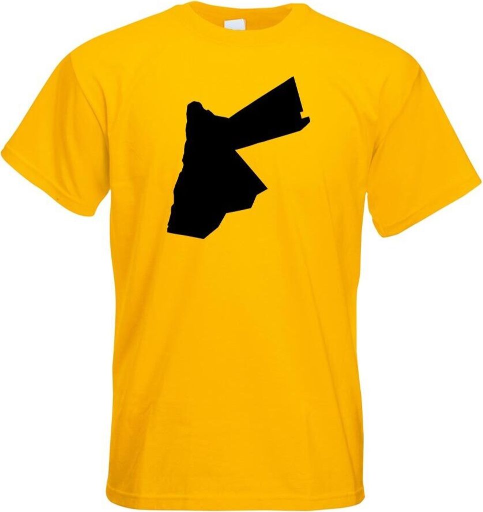Kiwistar - T-Shirt - gelb - Jordanien Umriss Kontur Herren Funshirt Bedruckt Design Sprüche Spruch Motive - mit Motiv Bedruckt - Funshirt Design -...