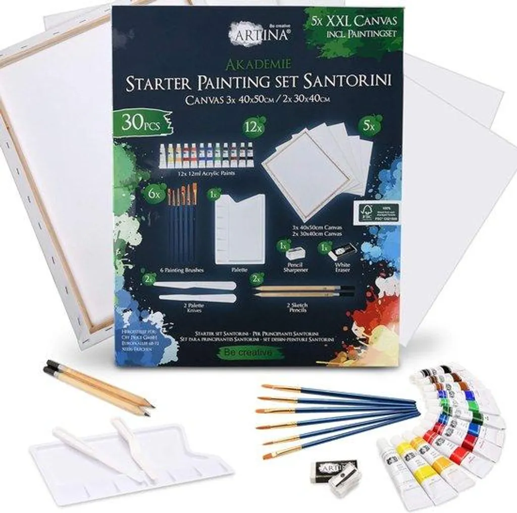 Set Peinture Acrylique pour Loisirs Créatifs et Initiation 30 Pièces