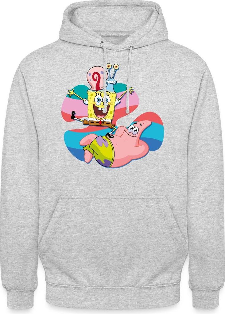Spreadshirt SpongeBob Schwammkopf Patrick Gary Die Schnecke Uni Hoodie, M, Hellgrau meliert