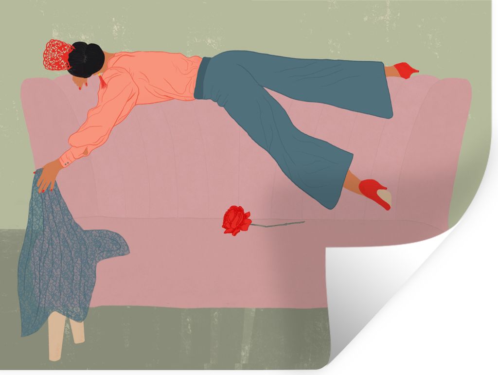 MuchoWow Wandtattoo Wandsticker Wandaufkleber Vintage - Frauen - Design 120x90 cm Selbstklebend und Repositionierbar - Aufkleber