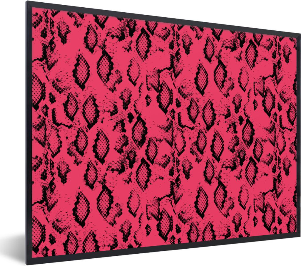 MuchoWow Gerahmtes Poster Schlangendruck - Rosa - Schwarz 80x60 cm - Poster mit Schwarzem Bilderrahmen Wandposter Rahmen Foto Bilder - Schwarzem ...