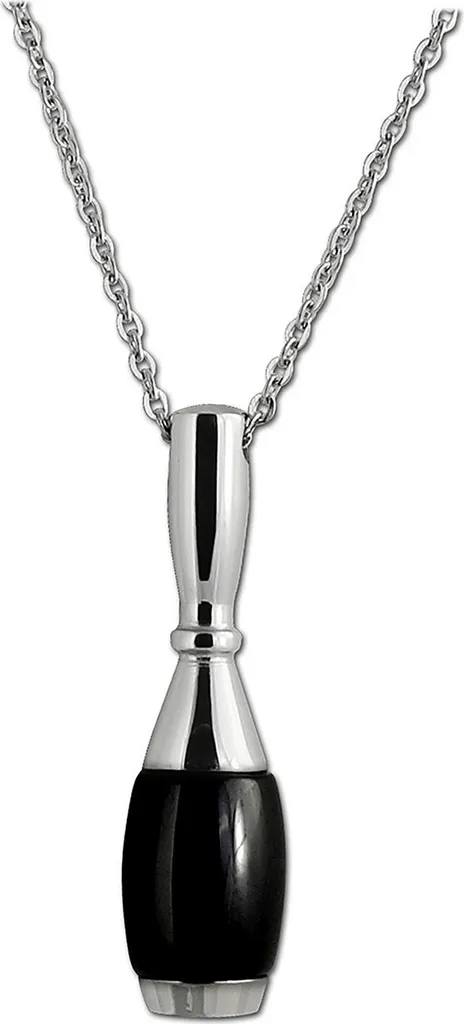 Amello Collana 50cm Acciaio Inox e Ceramica Nero Argento ESKX15S