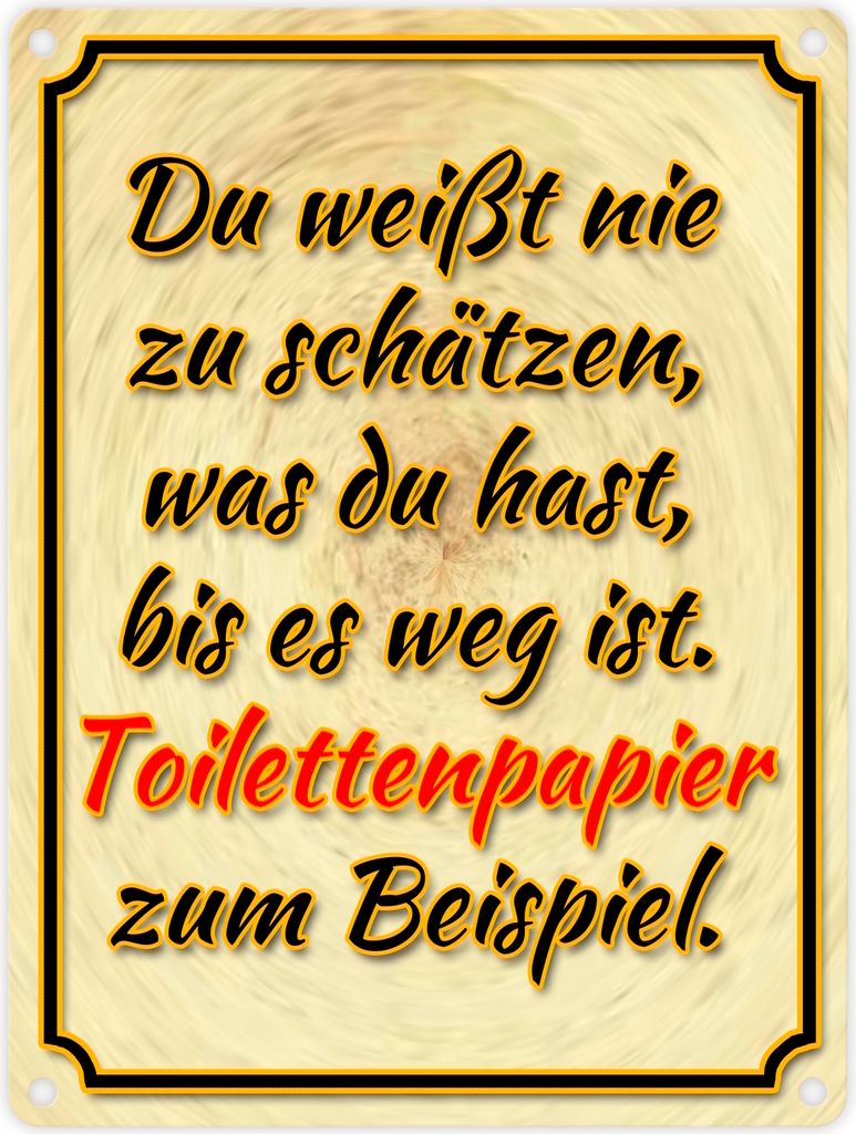 Metallschild in 15x20 cm mit Spruch - Du weißt nie zu schätzen was du hast