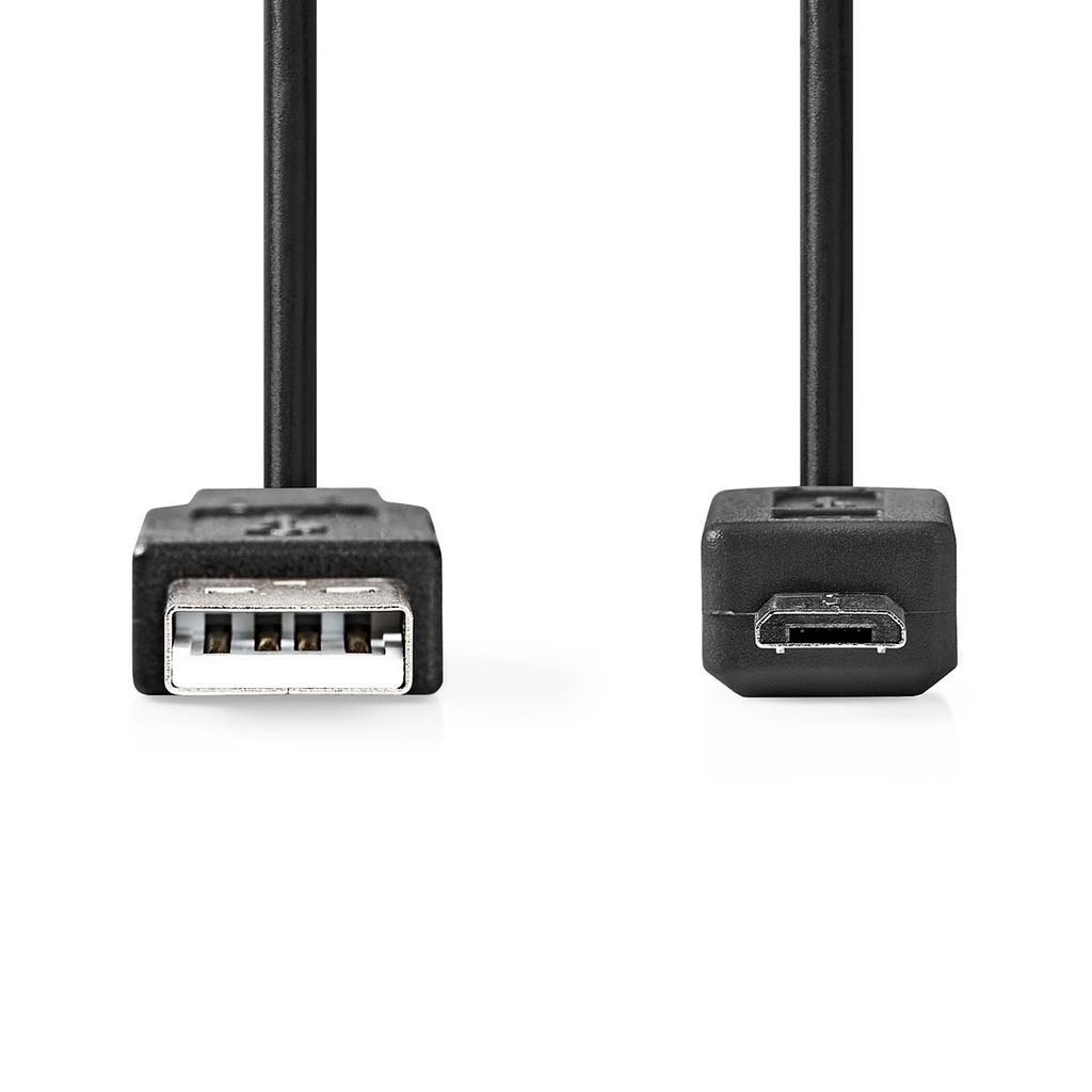 Nedis USB-Kabel - USB 2.0 - USB-A Stecker - USB Micro-B Stecker - 480 Mbps - Vernickelt - 3.00 m - Rund - PVC - Schwarz - Box