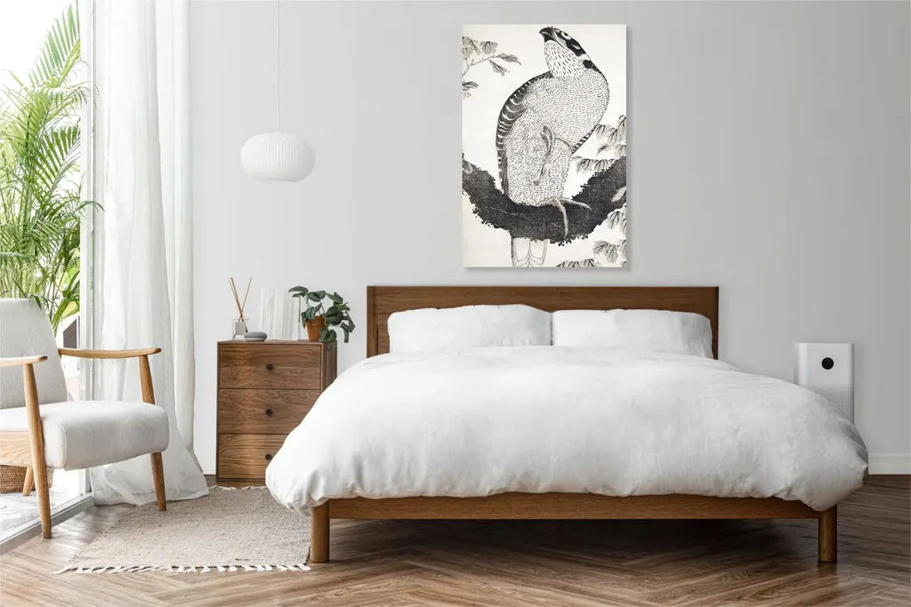 Quadro 50x90 cm Bird, Hokusai Giapponese Vintage per il salotto - 3