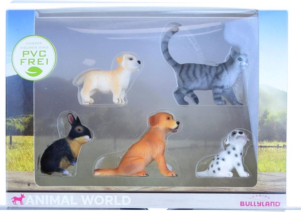 Bullyland Animal World Hunde Katzen Hase PVC-frei Tierfiguren Kinder Sammelfiguren