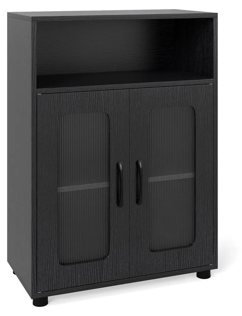 Armoire de toilette noire avec doubles portes et rangements modulables de 60cm