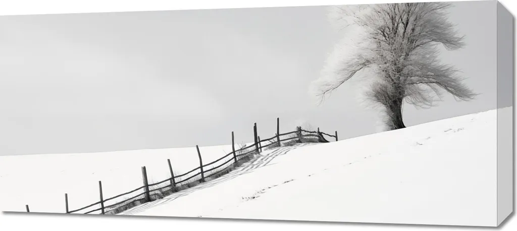 Quadro Paesaggio Invernale 90x40: Arte Moderna su Tela per Soggiorno