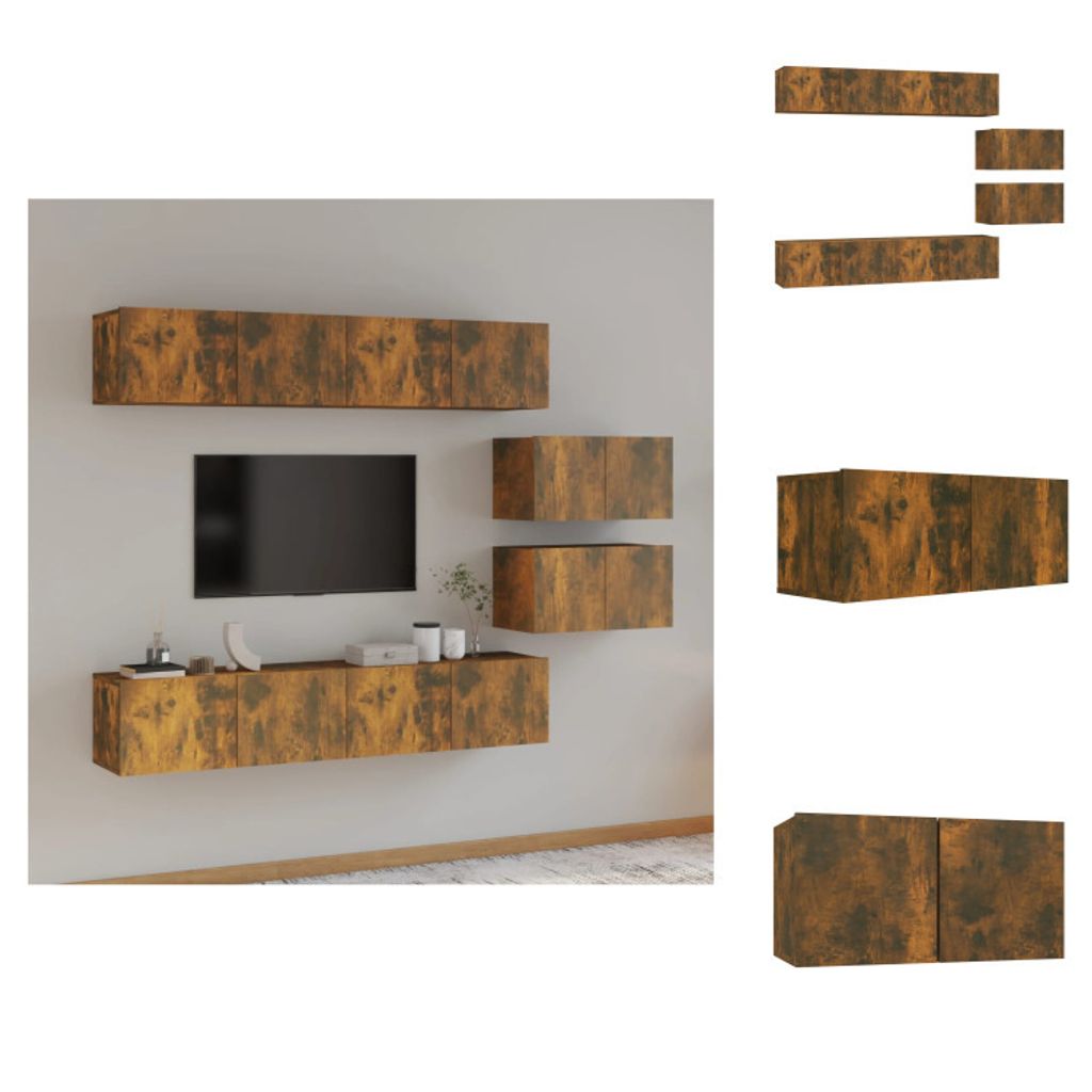 vidaXL 6-tlg. TV-Schrank-Set Räuchereiche Holzwerkstoff - TV-Möbel