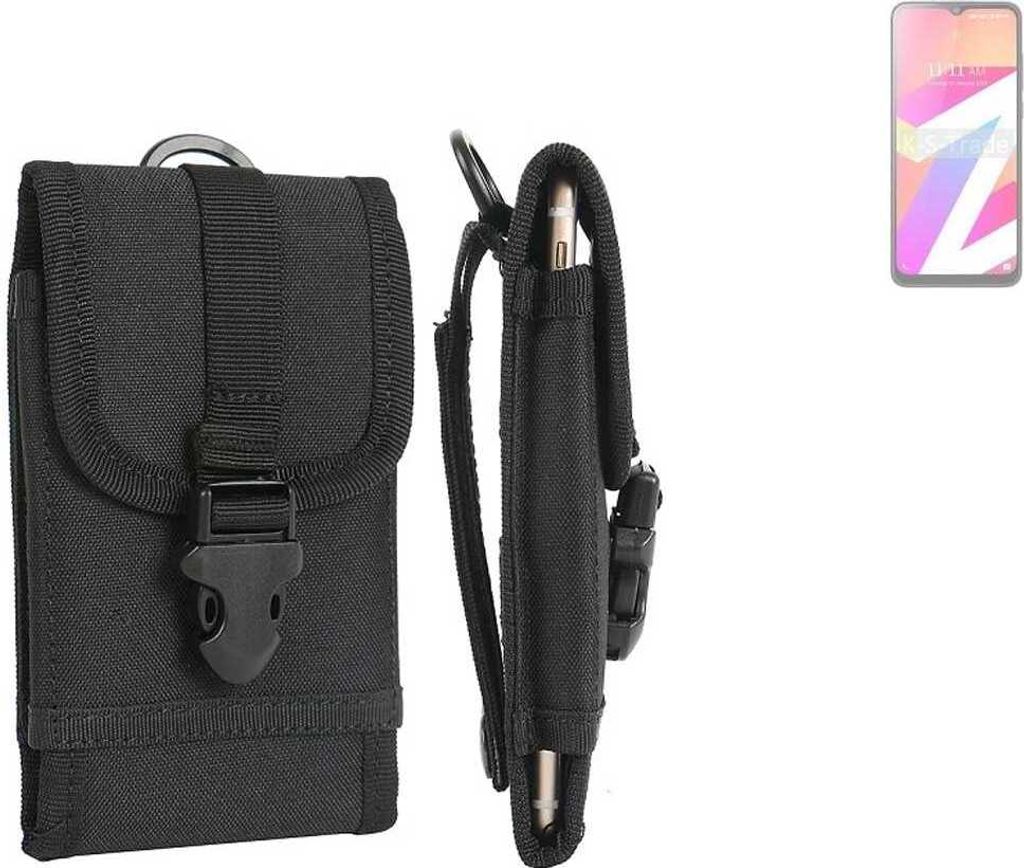 K-S-Trade Holster Handy Hülle kompatibel mit Lava Z3 Holster Handytasche Gürtel Tasche Schutz Hülle Robust Outdoor schwarz