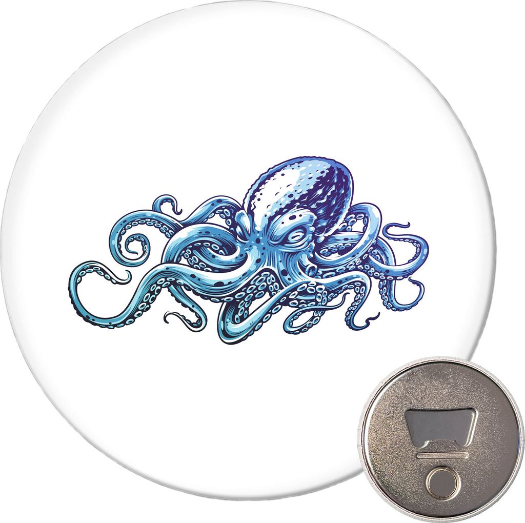 Huuraa Magnet Kraken Fabelwesen 59mm Kühlschrankmagnet rund Flaschenöffner Geschenkidee