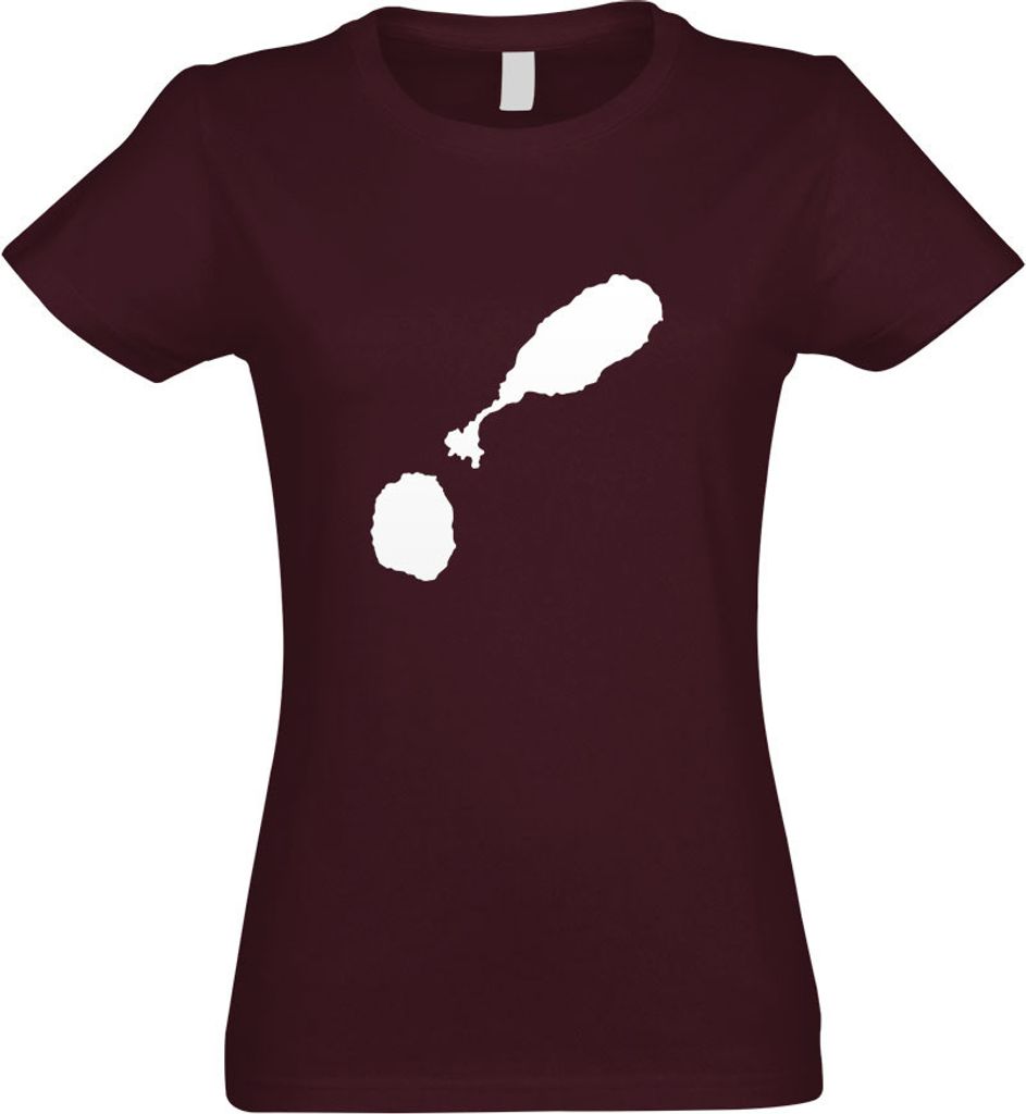 Kiwistar - T-Shirt tailliert - Damen - Burgund - St. Kitts und Nevis Umriss Kontur - mit Motiv Bedruckt - Funshirt Design - Sport - Freizeit - Dame...