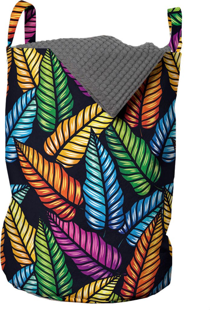 ABAKUHAUS Blätter Wäschesack, Hawaiian bunte Pflanzen, Wäschekorb mit Griffen Kordelzugverschluss für Waschsalons, 33 cm breit x 49 cm hoch, Ko...