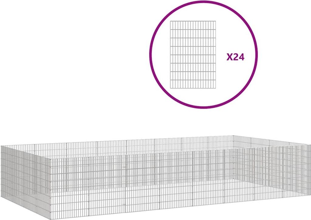 vidaXL Enclos 24 pièces 54x80 cm Fer galvanisé Image du produit 